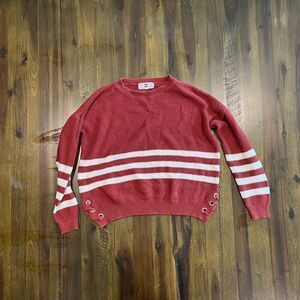 Pink Republic Red Chunky Knit Cropped Sweater Top, Women's Size Small
